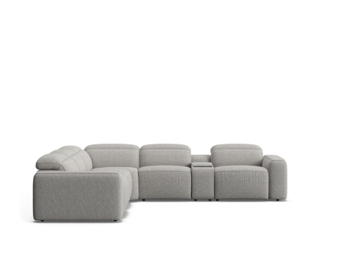 Suffolk 7 seat corner modular with zero-gravity electric recliners & electric headrests with console